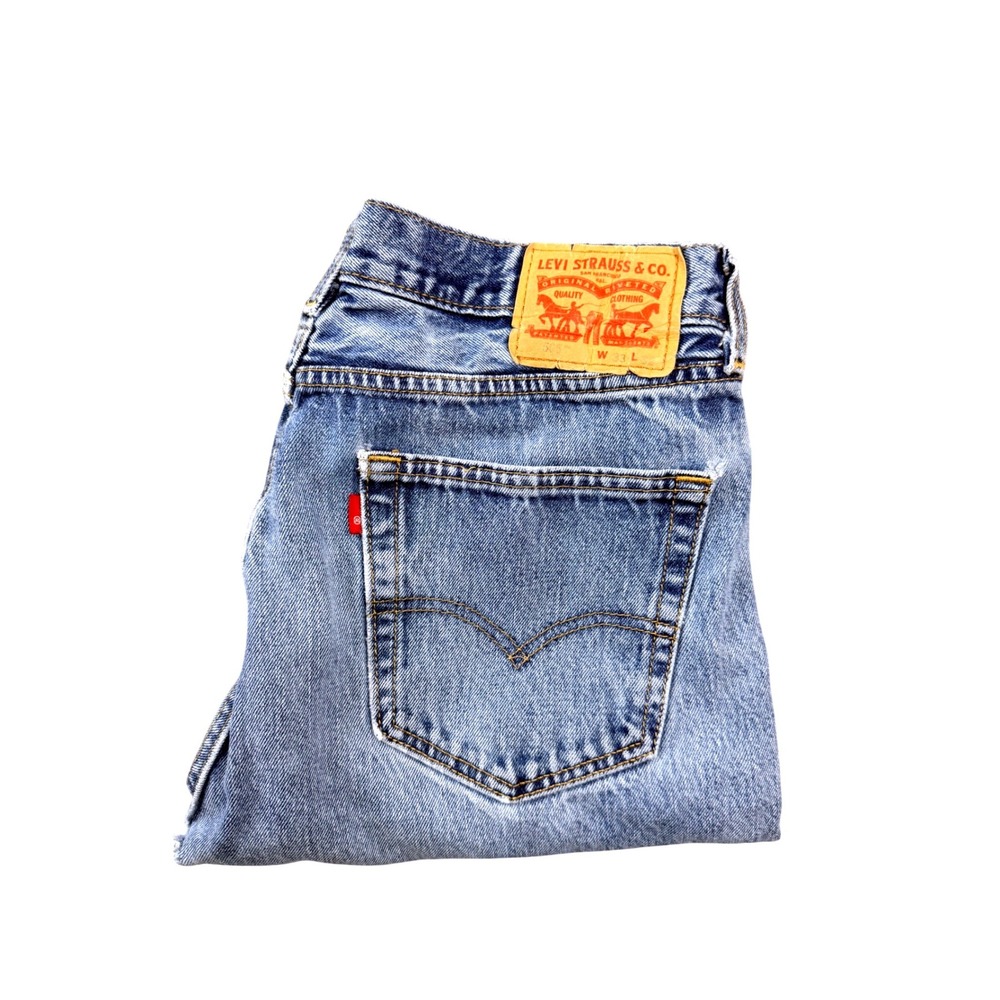 Levis 505 Regular Fit Straight Leg Jeans Mens 33x32 Blue Denim 00505-4886